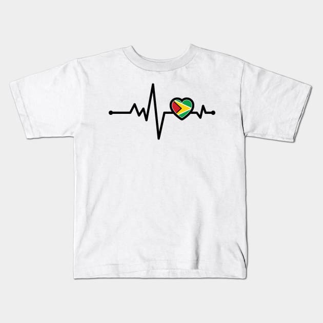 Guyana Heart Monitor Kids T-Shirt by IslandConcepts